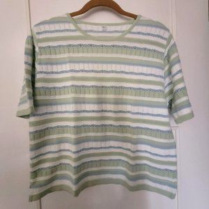 Lightweight Sweater, Green, Blue & White